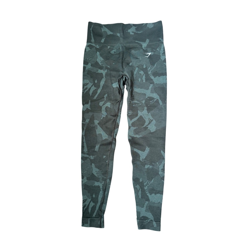 Gymshark Adapt Camo Seamless Leggings Womens Small Green‎ Grey Scrunch Bum B1A2K